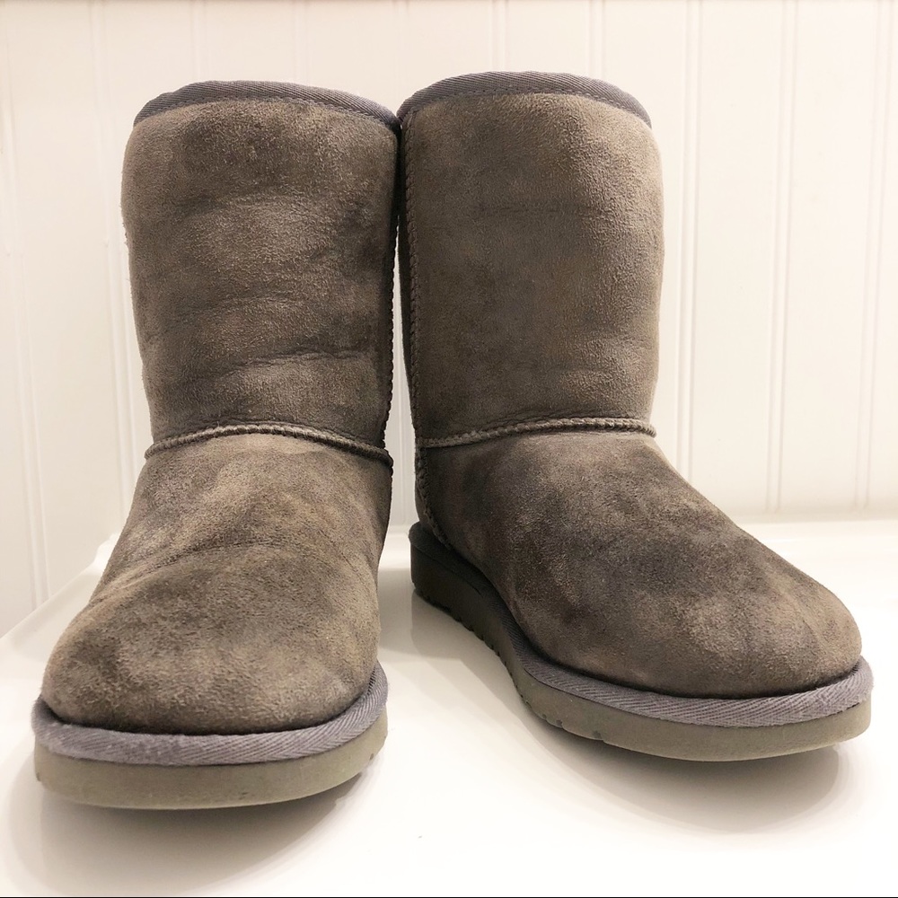 UGGS classic gray short sheepskin suede boot